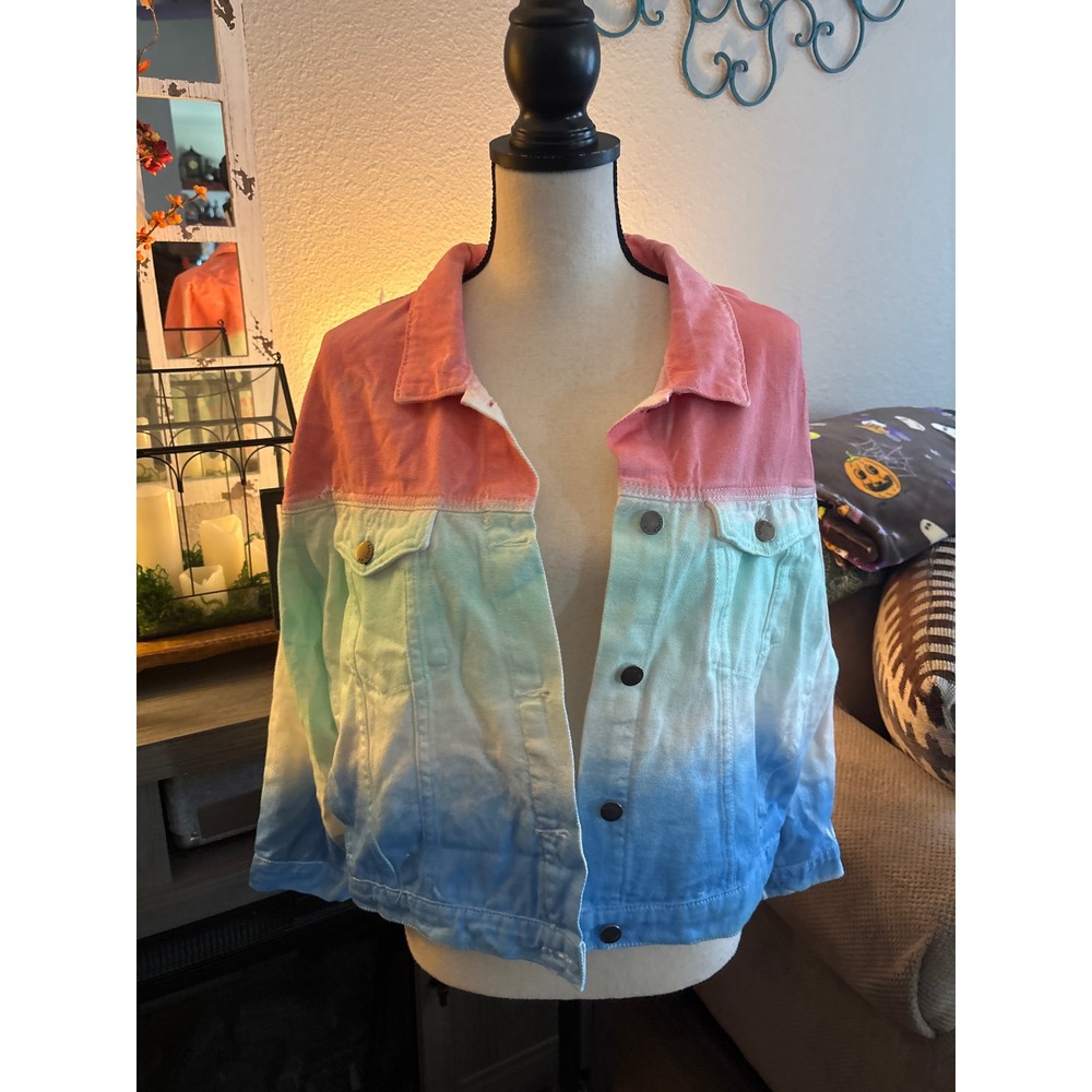 Touch Me women's large denim cropped‎ multicolored jacket